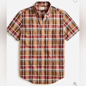 J. Crew Indian Madras Relaxed Fit Men’s Short Sleeve Button Down Shirt Sz Large